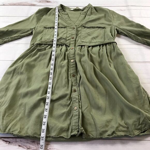 Zara Women Green Shirt Dress Medium - Picture 10 of 14
